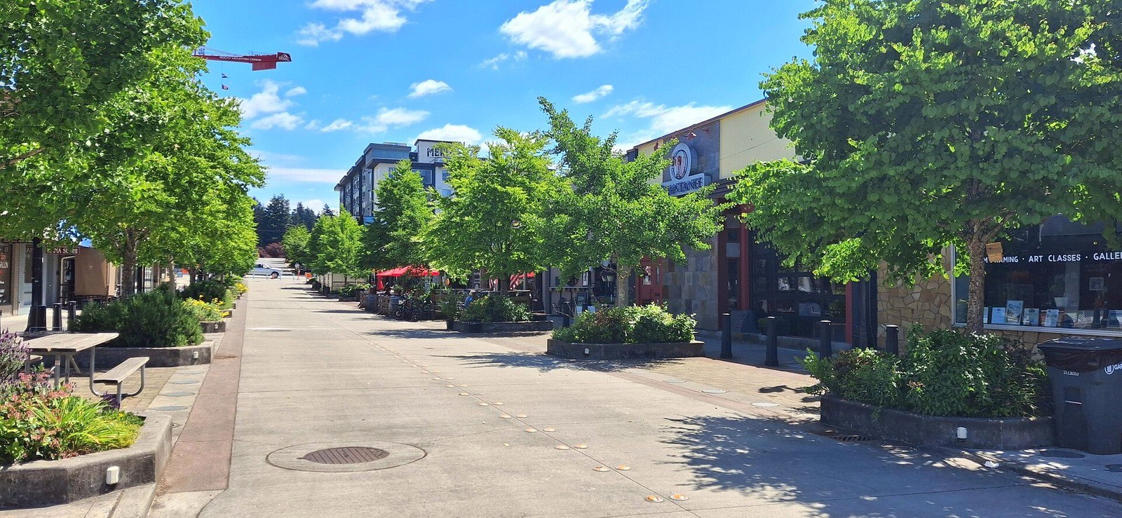 Pedestrian-friendly Main Street in downtown Bothell, May 2026